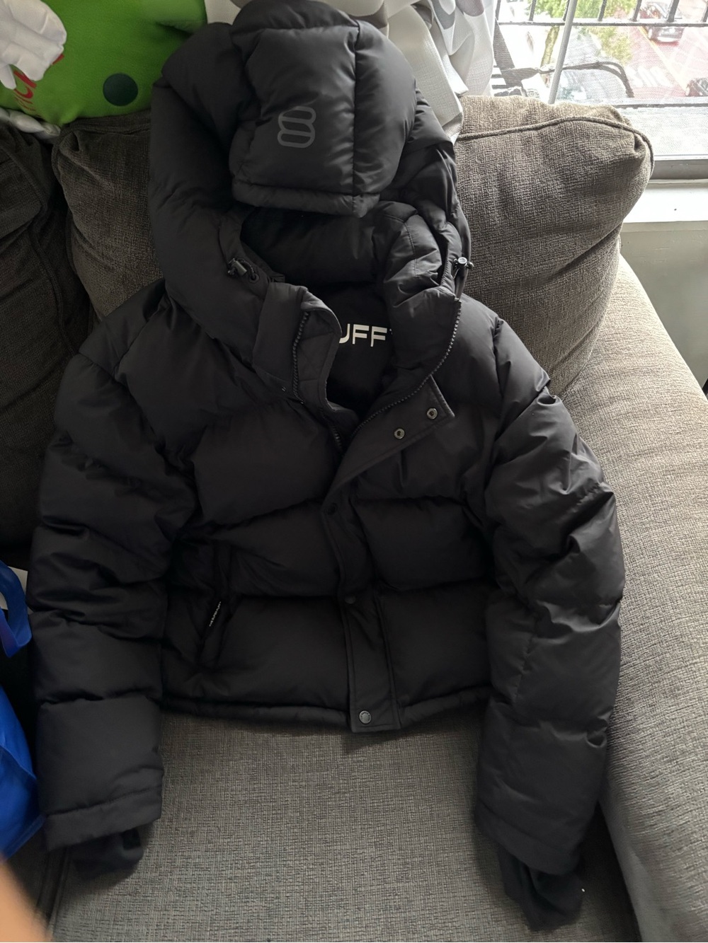 Aritzia Black Women's Puffer Jacket with Hood